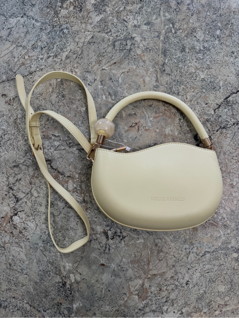 Melie Biianco Butter Yellow Crescent Top-Handle Crossbody Bag